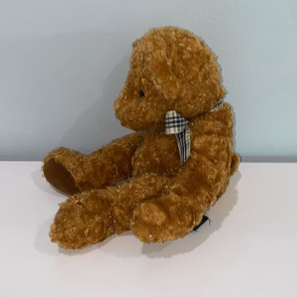Russ Berrie Kembell Teddy Bear 14" Brown Plush Stuffed Bear With Plaid Bow - Picture 4 of 8